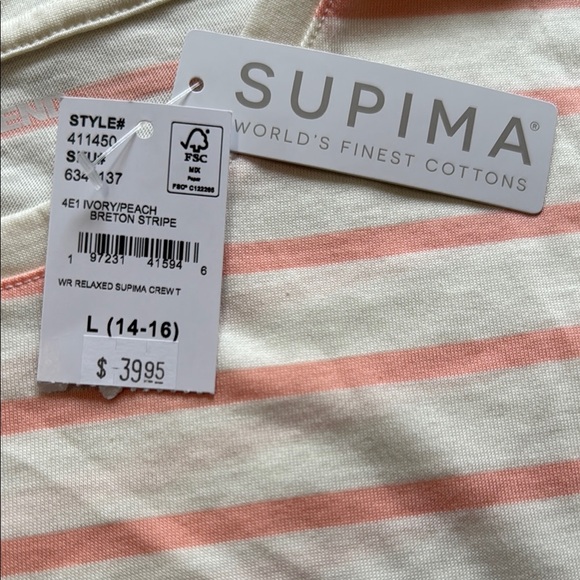 Bundle of LANDS’ END Striped Women Short Sleeve Shirt & Green Waffle Knit Shirt - Picture 4 of 11